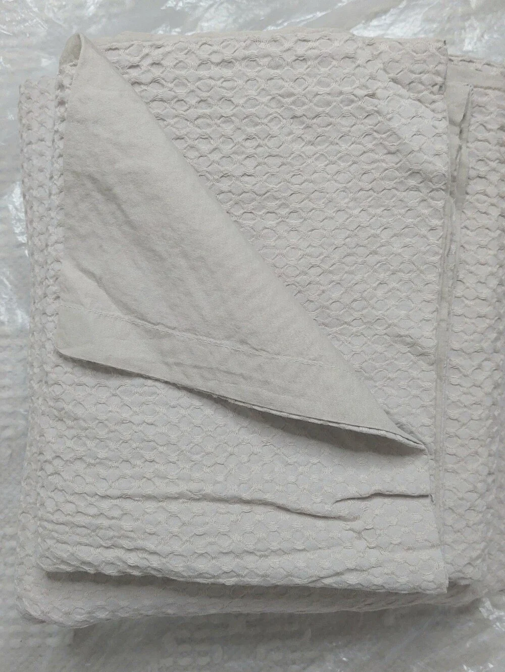NWOT! Quince 100% Organic Cotton Waffle Sand Duvet & 2 Shams! Full/ Queen (664)